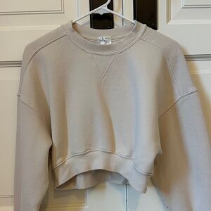 Offline by Aerie Beige cloud fleece cropped, crewneck sweatshirt